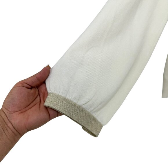 George Womens XL(16-18) Button Up Cardigan Sweater Vanilla Dream With Bow Detail - Picture 11 of 13